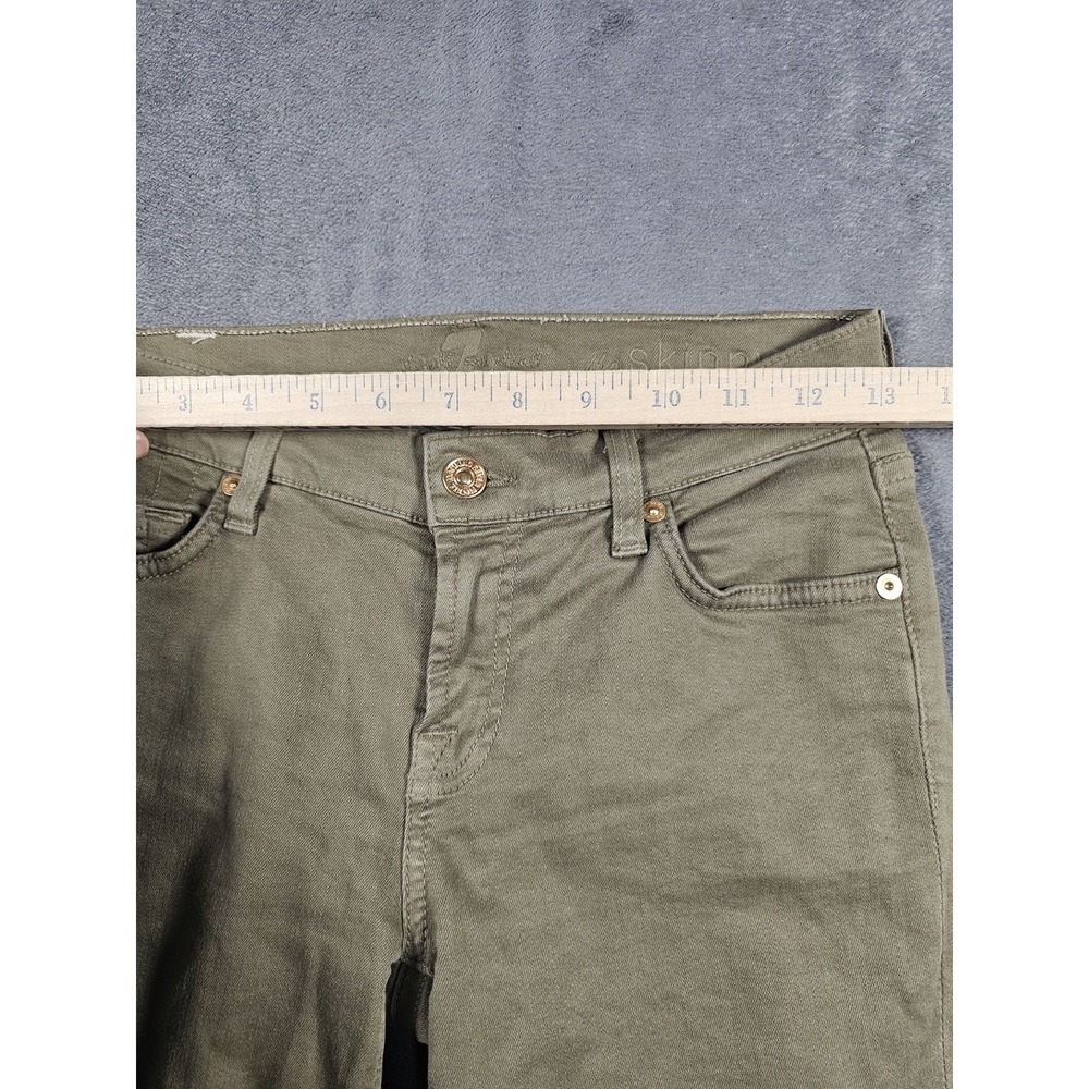 7 For All Mankind The Skinny Jeans Womens 26 Olive Green Stretch USA - Picture 7 of 10